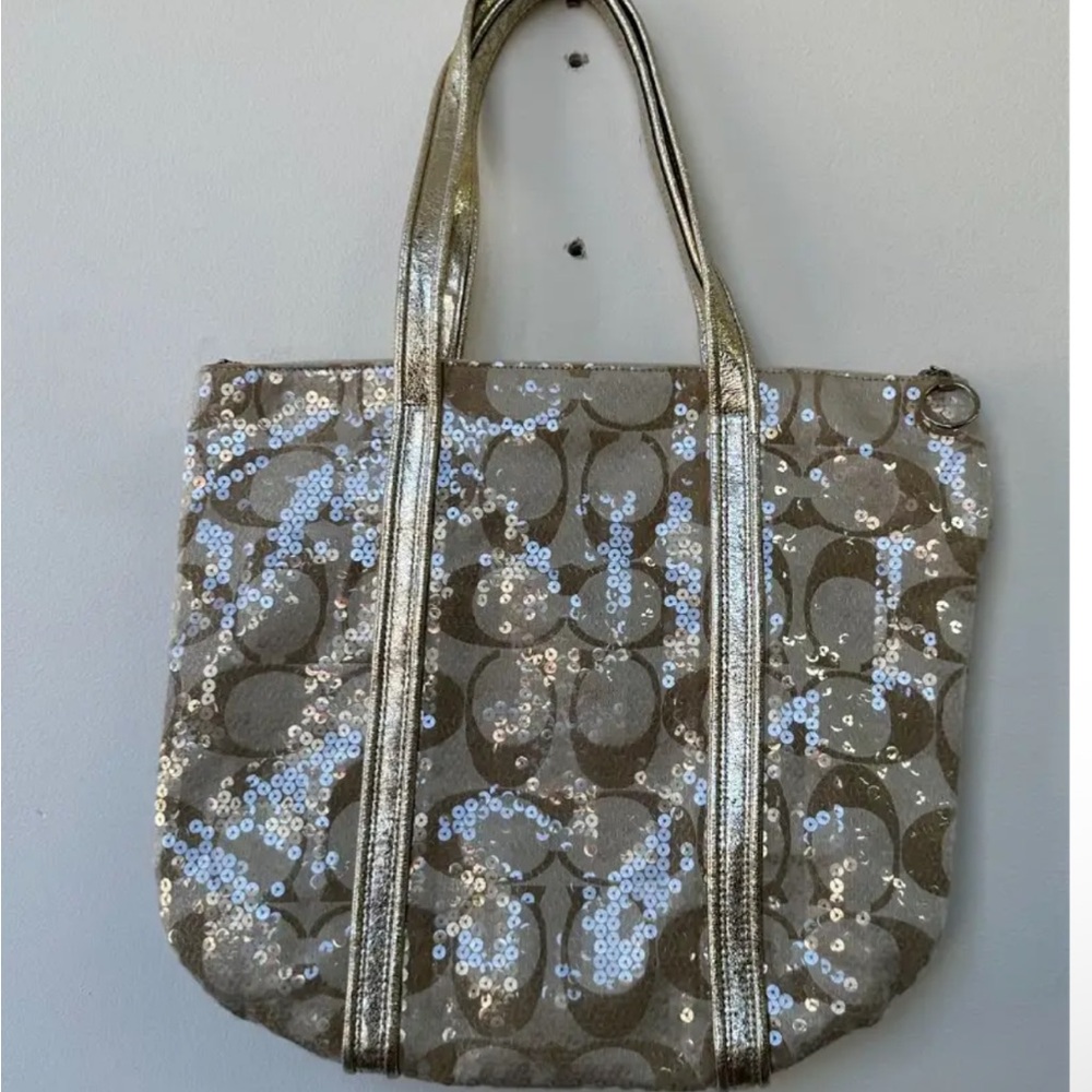 Gold Metallic Coach Women's Bag poppy